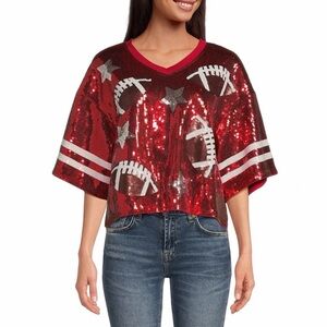 NWT Anna & Ava Sequin Football Poncho Jersey